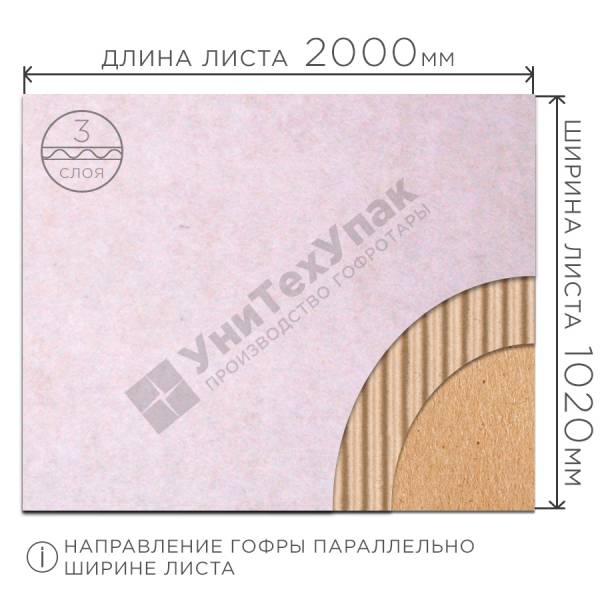 Гофрокартон белый 2000*1020 мм