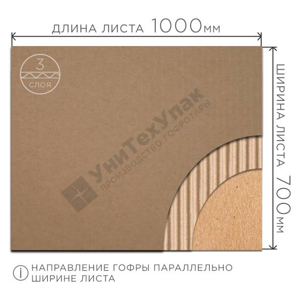 Микрогофрокартон Т-23 макулатурный 1000*700